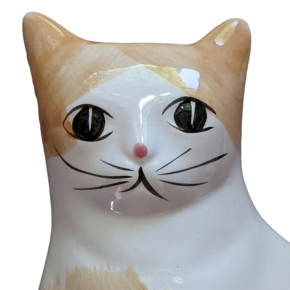 Cat glazed ceramic tabby thank figurine Taiwan - Picture 4 of 14